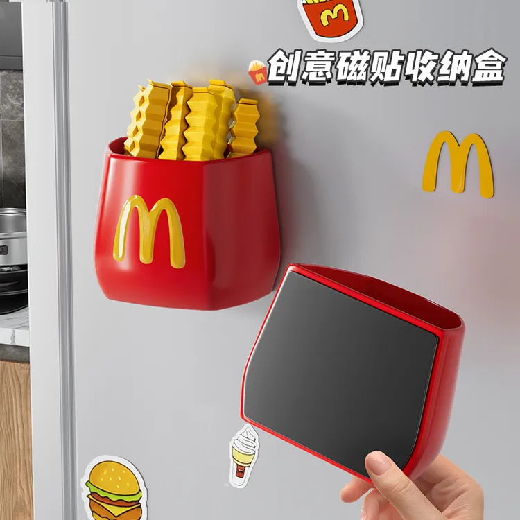 麦M薯条封口夹创意家用冰箱磁吸收纳盒零食可爱多功能厨房神器