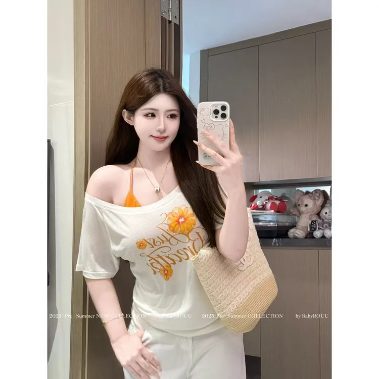【热情伯德】温与柔甜辣妹性感波点纯欲显瘦吊带短袖半裙长裤套装