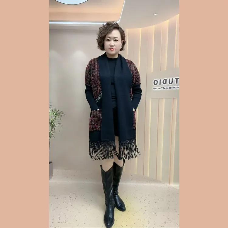 春秋时尚百搭流苏开衫