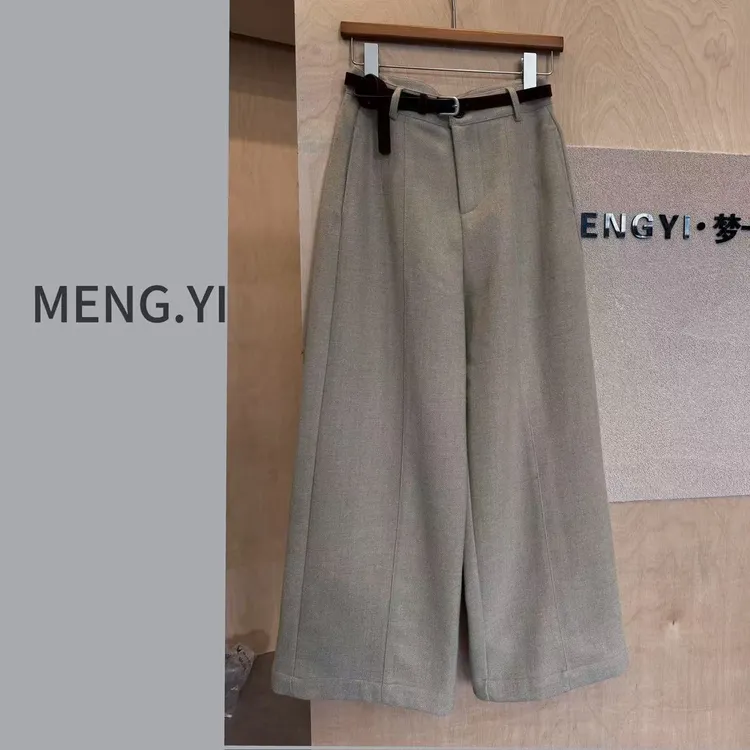 MENG.YI毛呢韩系直筒阔腿裤 5344