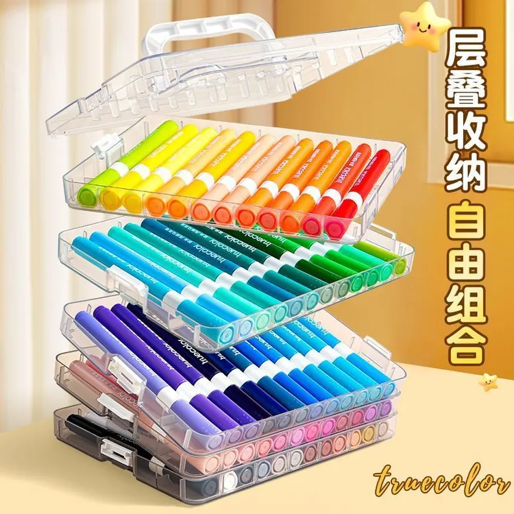 彩杆叠盒丙烯马克笔加粗软头可水洗可叠色不透色学生绘画专用