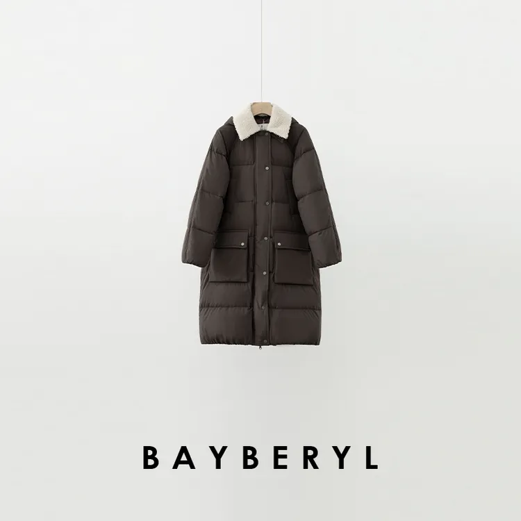 BAYBERYL老贝小巧思*毛领BC连帽中长暖休闲羽绒服MF5I0307-10/19
