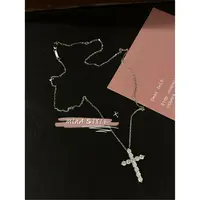 链子925银锆石 米娜家重工925纯银十字项链