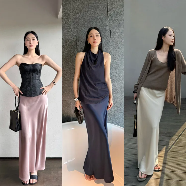 周淼【欧若风年度半裙】垂感双面缎醋酸半身裙女夏包臀裙ZM25Q5052J