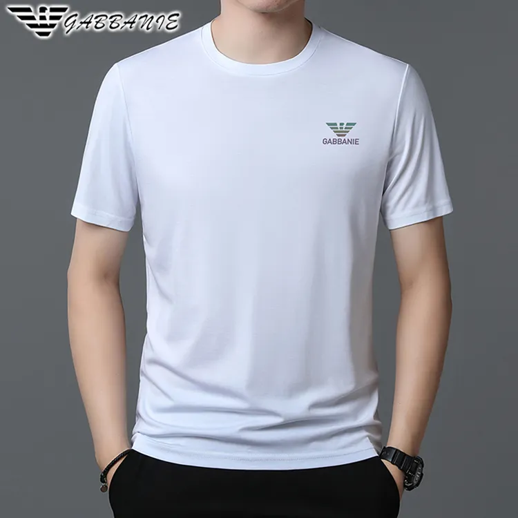 专柜正品名牌男款夏季冰丝短袖T恤男士休闲百搭圆领天丝透气上衣