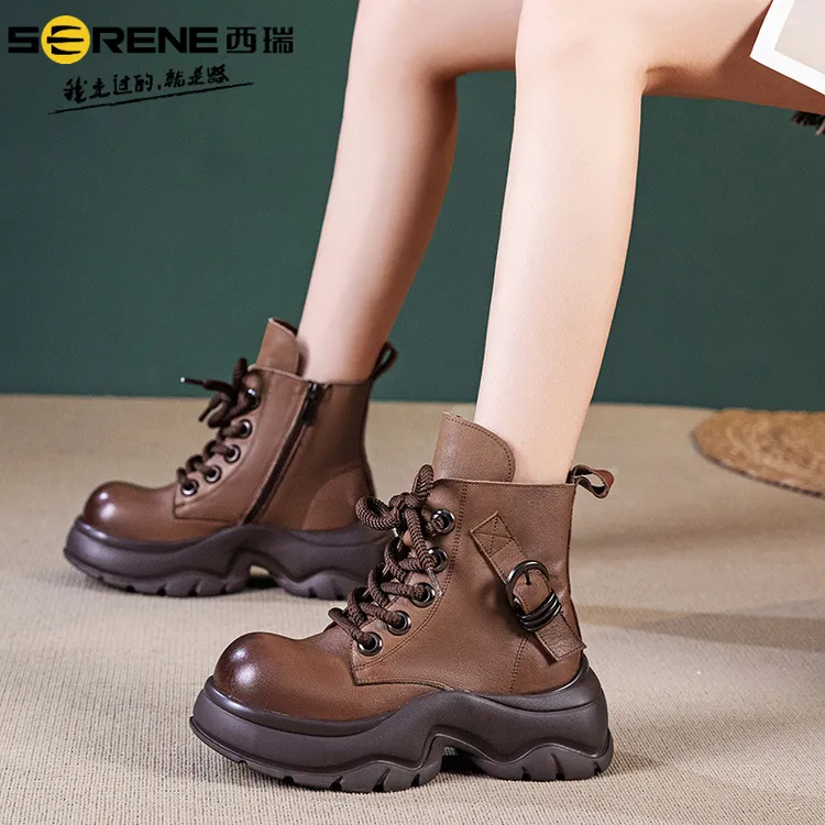 西瑞冬季新款潮流马丁靴女款复古英伦风单靴百搭时尚厚底爆款女靴