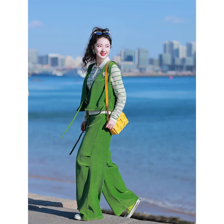 套装女春秋2025洋气减龄休闲修身显瘦长袖针织衫上衣宽松阔腿裤