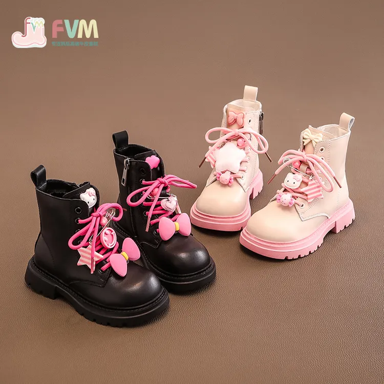 FVM女童鞋儿童马丁短靴子2025秋冬新款冬季宝宝公主加绒皮靴洋气