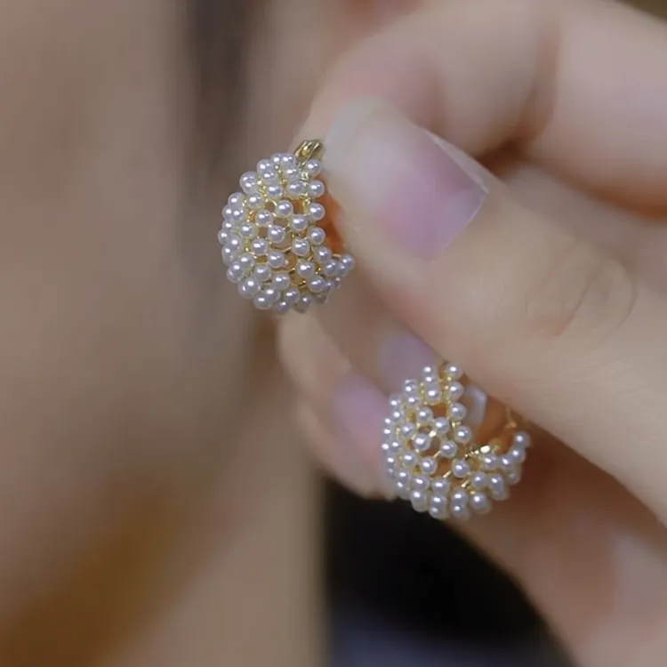 铜合金耳饰 法式轻奢简约气质小众设计感耳圈耳坠