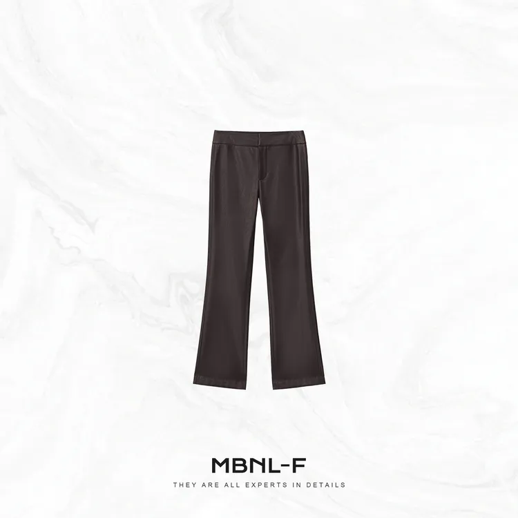 MBNL-F“肯豆微喇皮西裤” 高定聚氨酯肌理哑光皮裤 秦磊XM-XKZ6639