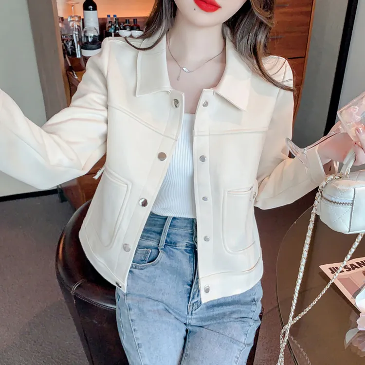 鹿皮绒短款外套女小香风气质显瘦小个子休闲工装夹克2025秋冬新款