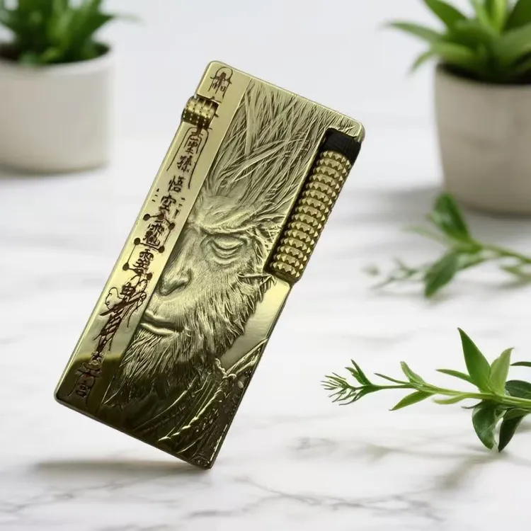 黑悟空浮雕填漆黄铜打火机防风复古男士创意个性老式怀旧