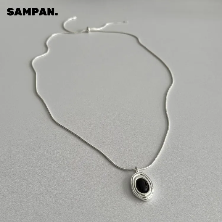铜合金项链 SAMPAN小众设计感椭圆蛇骨项链设计感轻奢吊坠锁骨链