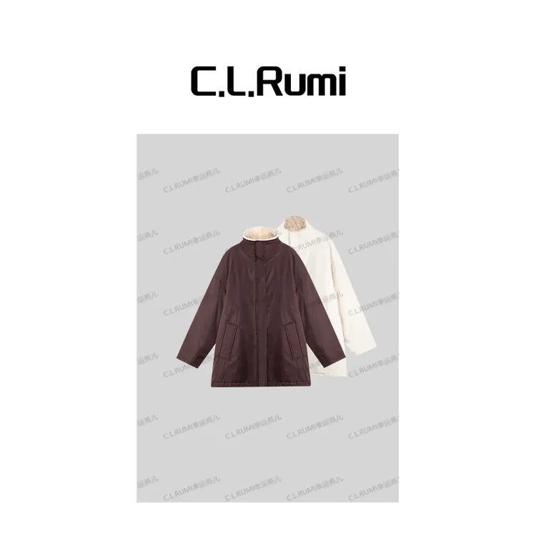 【Rumi精选】“小樽之雪”复古新雪丽羊毛领中长风衣款棉服外套7360wt