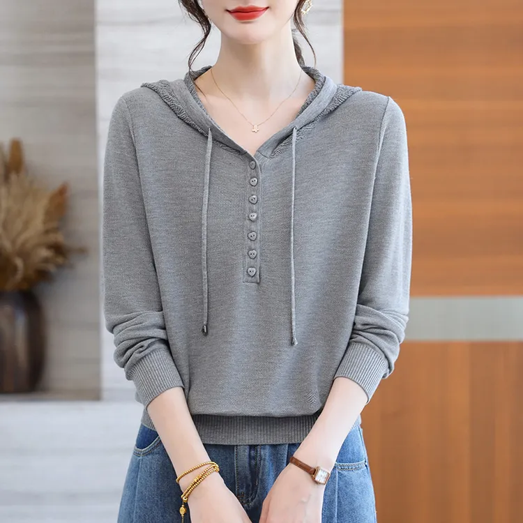 连帽卫衣女士春秋2025年新款爆款毛衣时尚洋气妈妈针织衫气质上衣