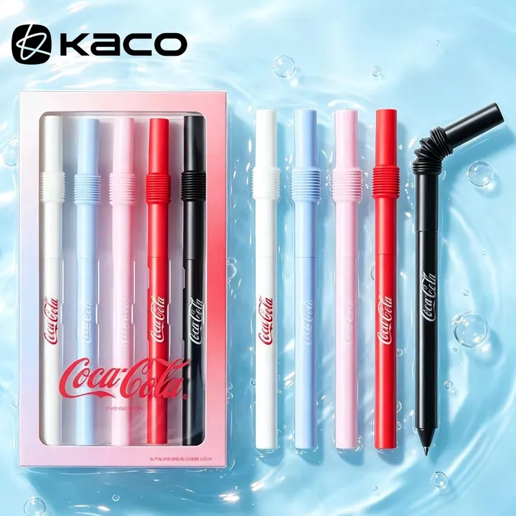 kaco可口可乐联名STRO吸管中性笔0.5学生刷题考试颜值创意签字笔