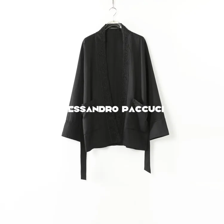 AP洛哥51017WT【黑标/限量】日本进口三醋酯亚麻绣立体珠片时尚外套