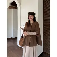 现货大婉酱微胖定制【富家千金】绵羊毛毛呢外套秋冬斗篷披肩 0464D