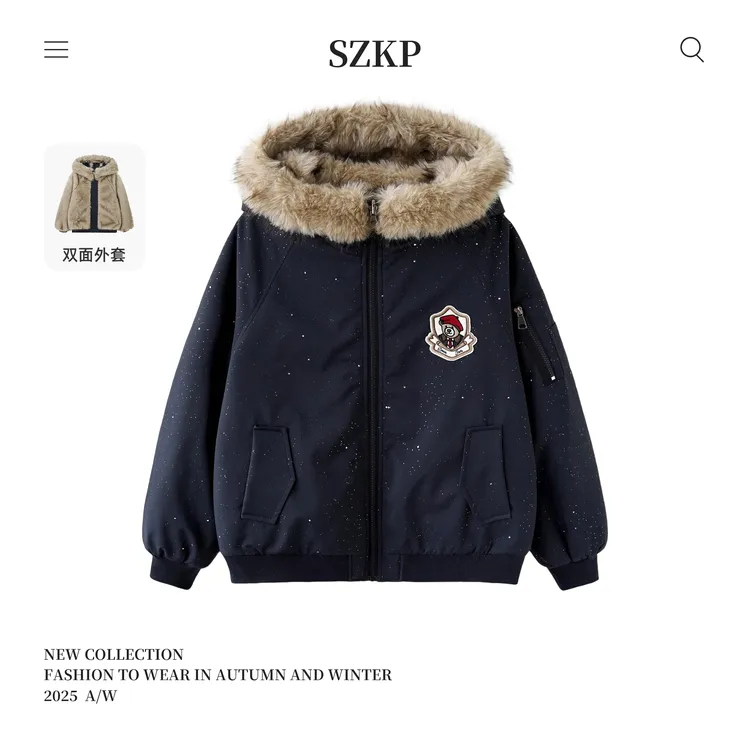 SZKP冬季新款女童保暖上衣中大童休闲儿童加绒棉衣外套BGYD557416