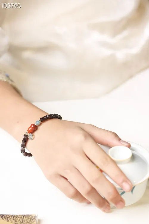 印度小叶紫檀珠串木质珠串竹节手链女士手把件盘玩