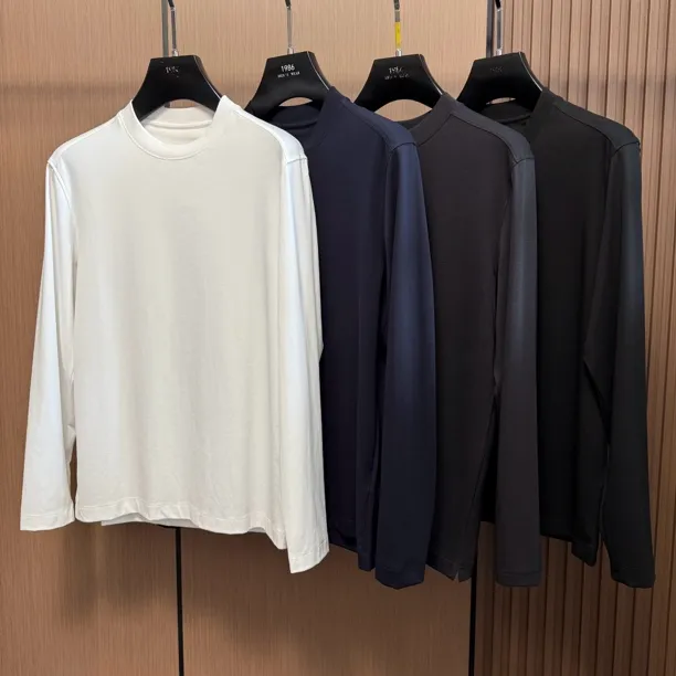 【四季长袖】男士零触感苏匹马棉白小T净版学纯色长袖701宽松版