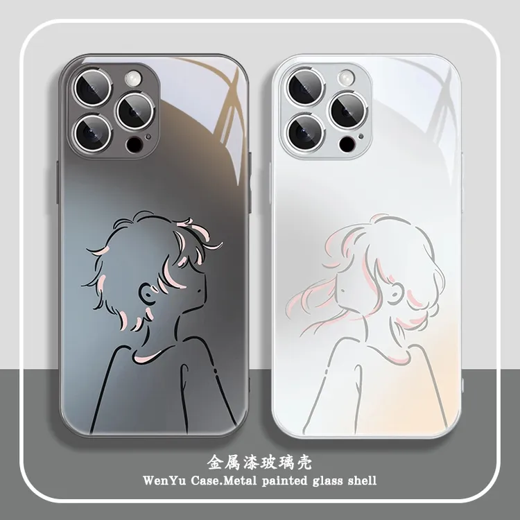 适用苹果16/华为mate70/小米15/oppo/vivo简约情侣恩爱一对手机壳