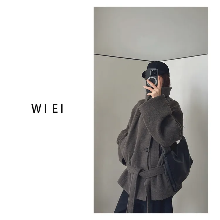 《WI EI》敏喜大衣*黑标LEM'羊驼毛绵羊毛_松弛感大衣W25407508