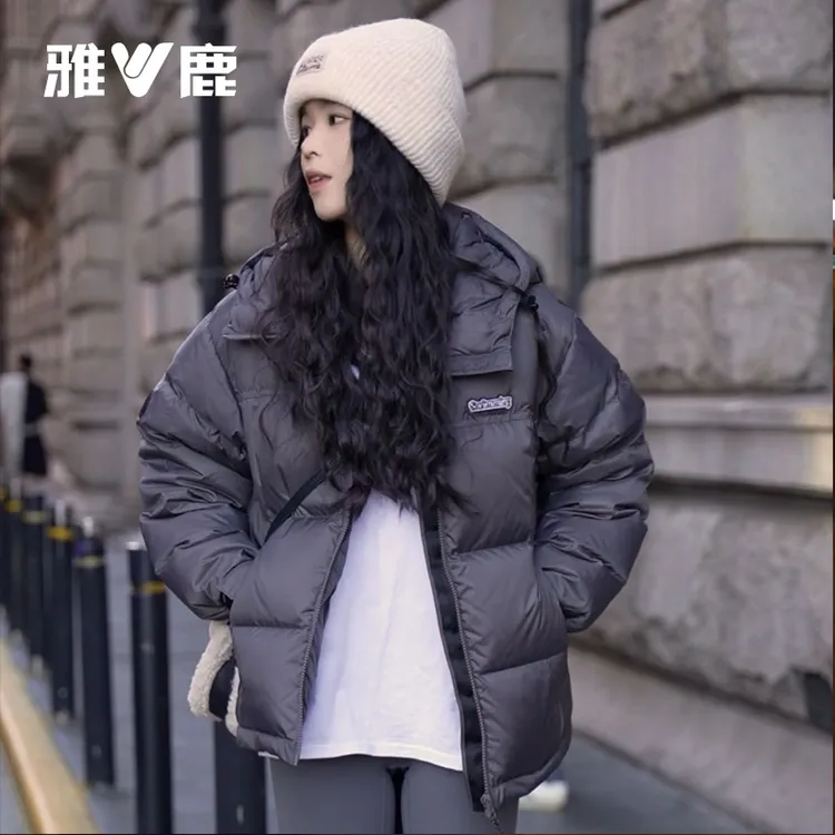 V/雅鹿2025新款90%白鸭绒短款羽绒服男女同款加厚时尚百搭保暖
