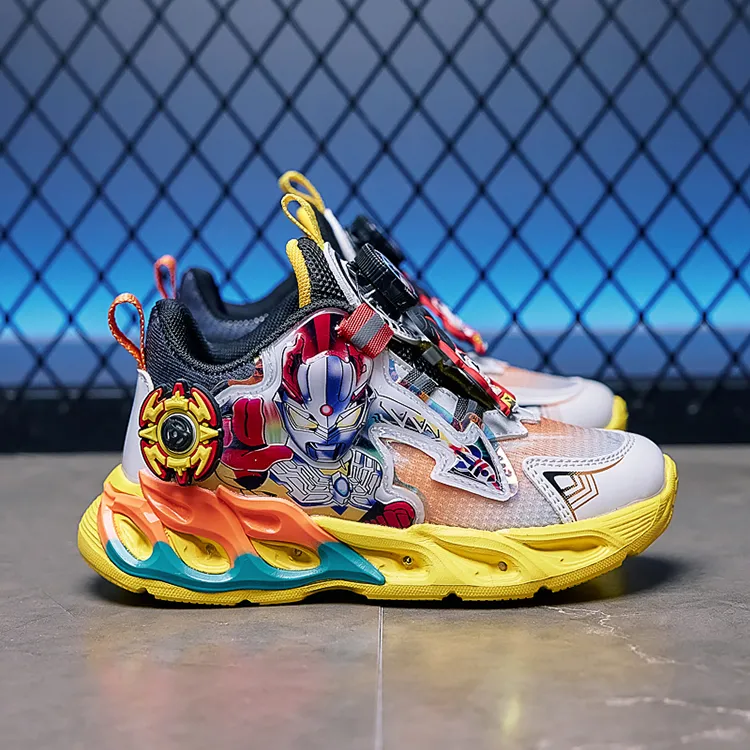 AOTEMAN/奥特曼男童网面运动鞋儿童旋转发光亮灯鞋迪迦赛罗休闲鞋