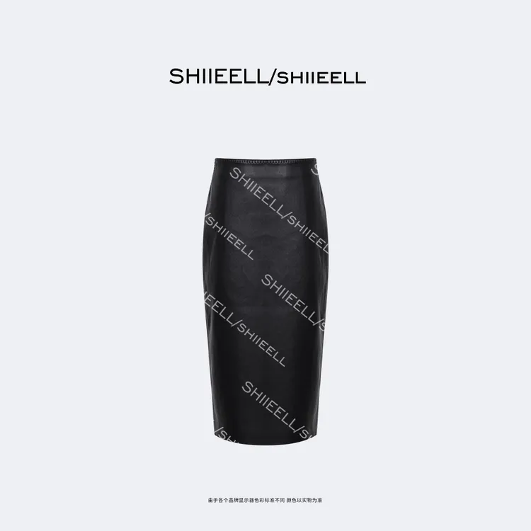 SHIIEELL【比例王】高智风羊皮革半植鞣哑光弹力皮裙Z5391