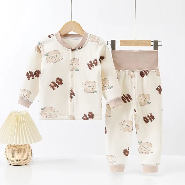 春秋婴儿分体高腰套装婴幼儿秋裤冬季秋季单排扣保暖