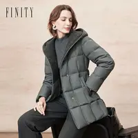 【鹅绒+羊驼毛】FINITY羽绒服时尚女士连帽中长款修身加厚保暖冬季