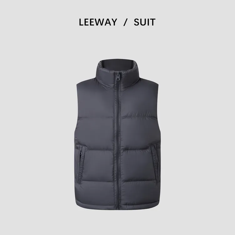 LEEWAY / SUIT男士抗寒保暖90白鸭绒高端休闲百搭羽绒马甲背心