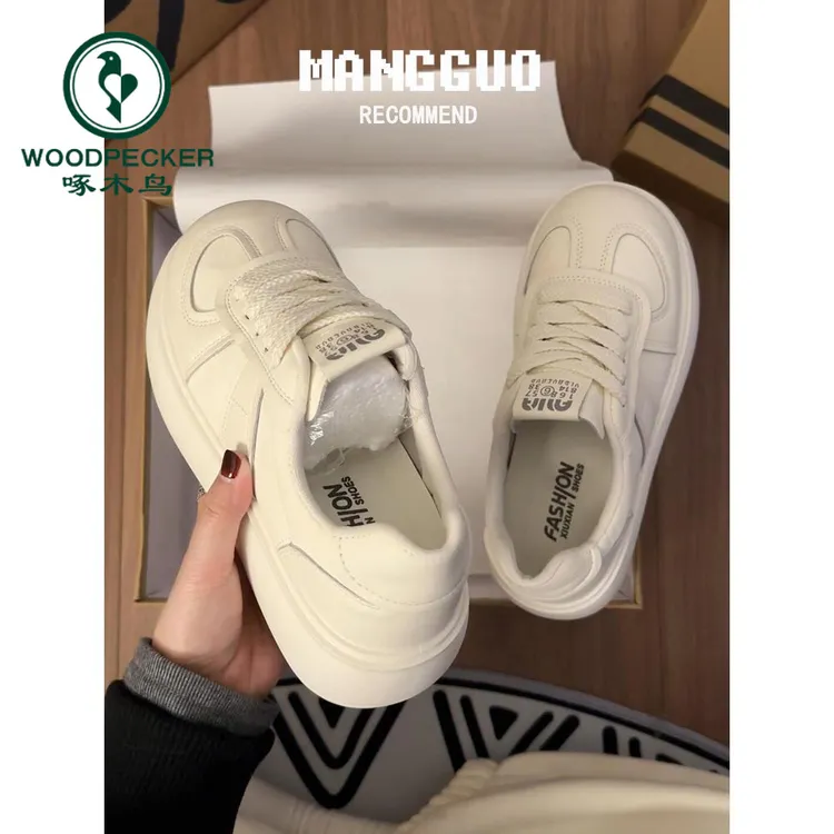 啄木鸟厚底小白鞋女2025年春季新款百搭软底运动鞋爆款休闲板鞋子