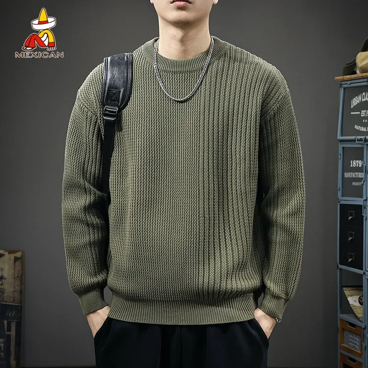Mexican/稻草人美式休闲长袖毛衣男款秋冬宽松大码男士针织衫上衣