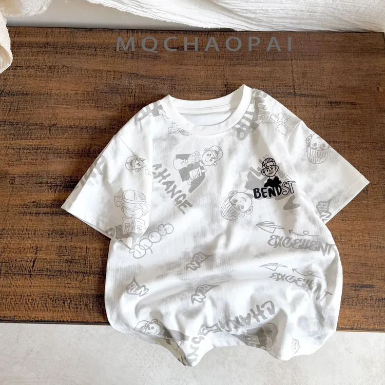 396男童短袖t恤2025新款儿童夏季童装中大童男孩夏装半袖T炸街