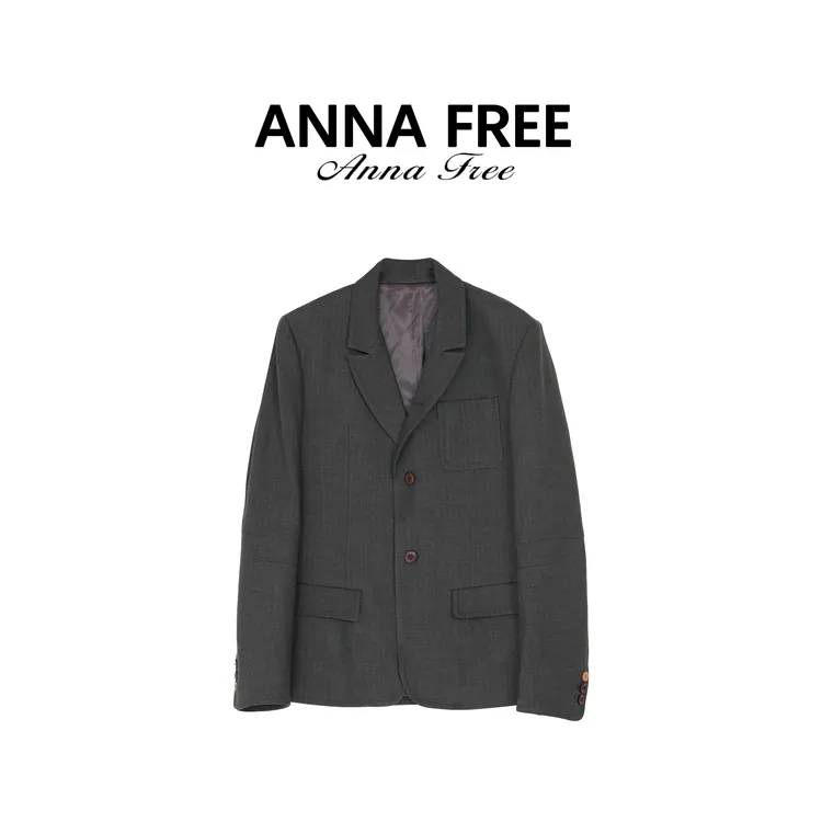 ANNA FREE 女单双排扣纯色四季百搭休闲复古时尚西装特价ZCE25881