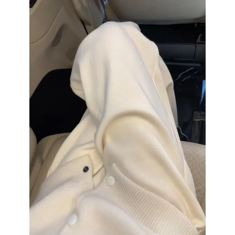 白色阔腿裤女秋季2025新款宽松直筒休闲糯米裤垂感软糯拖地毛巾裤