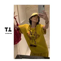 吴童童现货【缤纷小狗】夏季卡通短袖T恤衫女百搭休闲半袖T恤62182