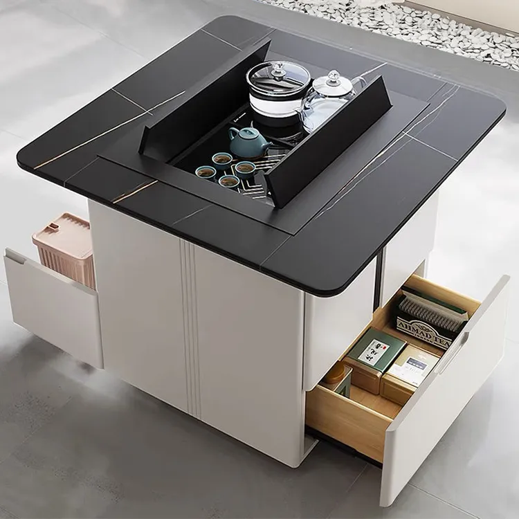 移动智能多功能家用客厅小户型岩板功夫桌椅阳台茶台升降茶几