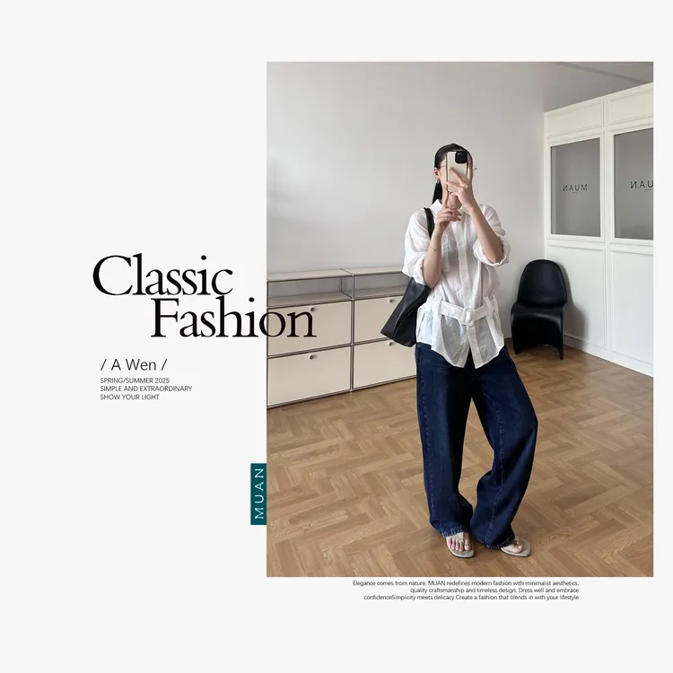 木岸MUAN：《塞尔维亚衬衫》定制100苎麻宽松长袖衬衫上衣女DG3-9034