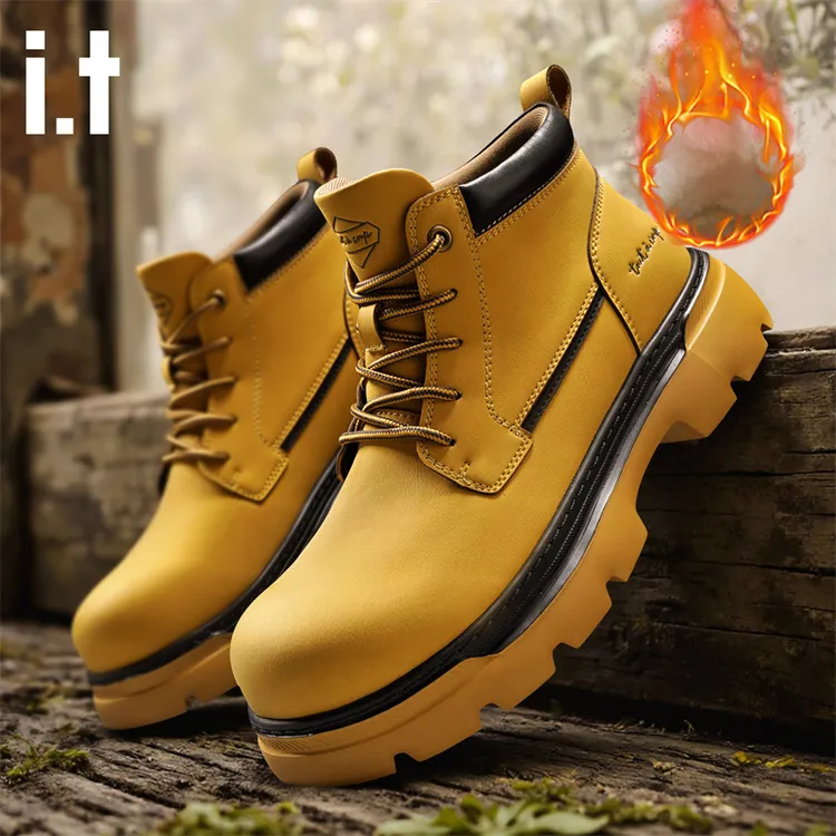 i.t tac冬季款男增高马丁靴加绒加厚户外登山男鞋厚底中帮工装靴