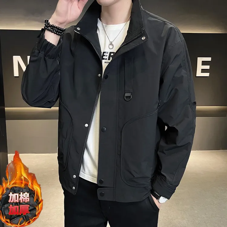 工装外套男加棉加厚2025春秋冬新款立领夹克男休闲百搭上衣服潮牌