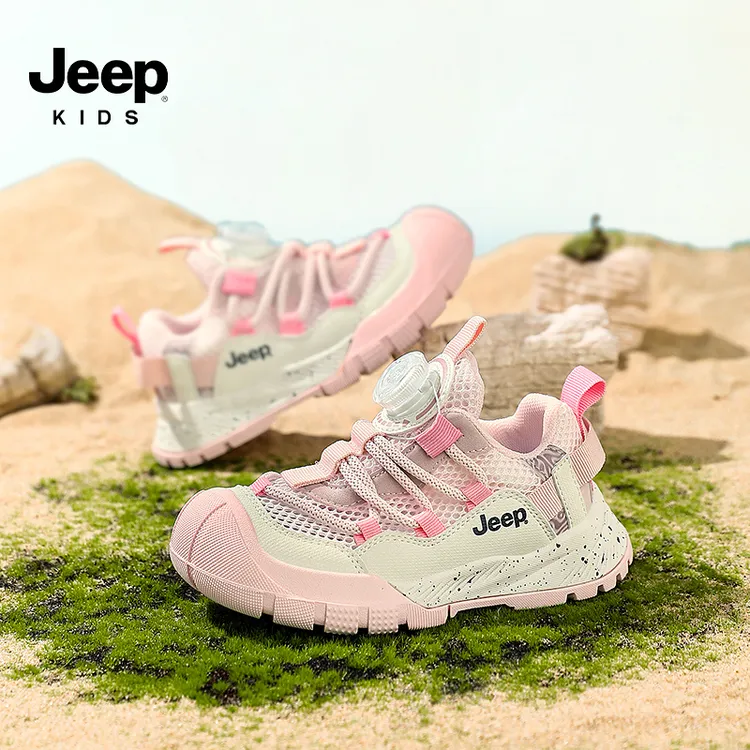 Jeep儿童鞋子春秋2026新款女童鞋网面透气中大童包头旋转扣男童鞋商品图