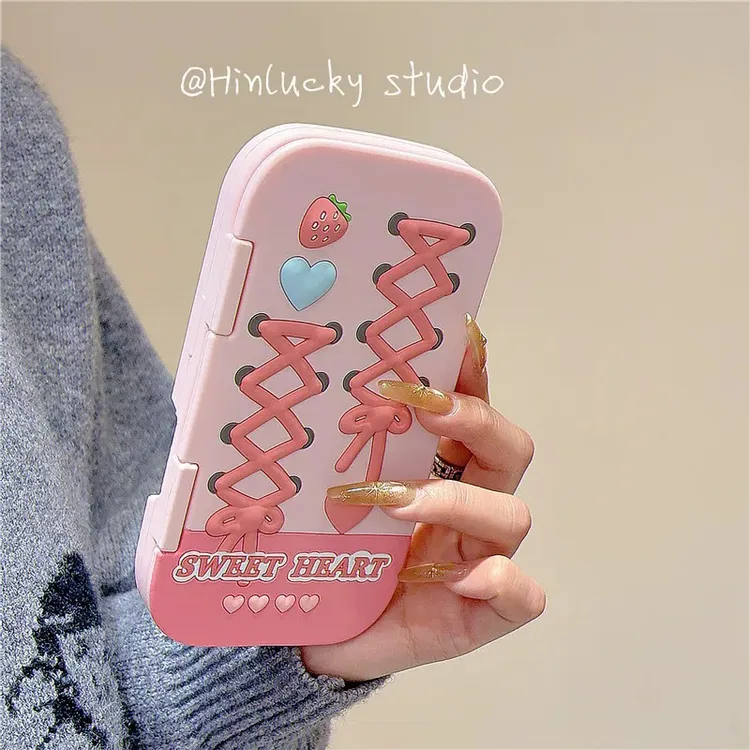 软萌卡通爱心蝴蝶结草莓翻盖适用苹果iphone16promax新款15手机壳
