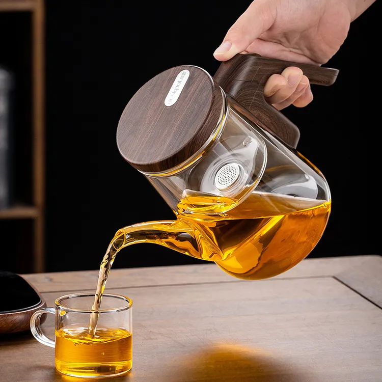 顶壶加厚耐热磁吸无杆飘逸杯全玻璃内胆茶水分离泡茶壶过滤冲茶器