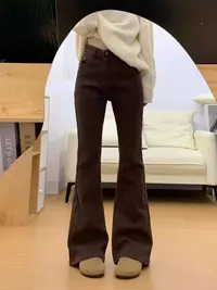 【运费险】不贴腿微喇秋季大码牛仔裤女胖mm高腰显瘦显腿长裤子