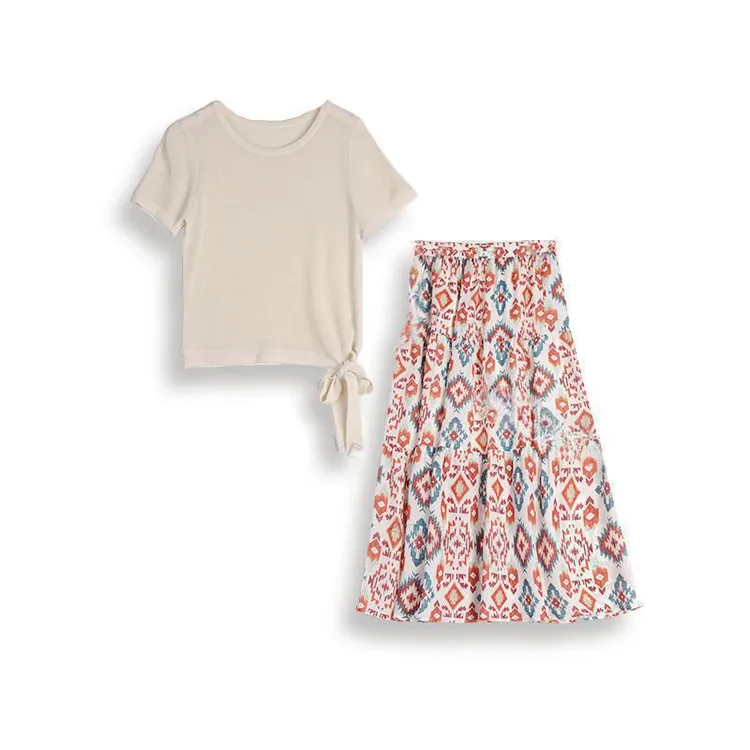 夏季新款碎花高腰大裙摆显瘦复古气质温柔风半身裙25105