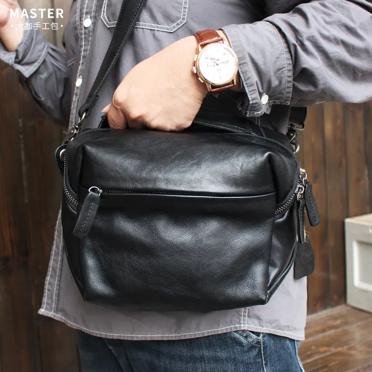 疯马牛皮真皮相机包斜挎单肩包手提包头层牛皮大容量复古机车男士