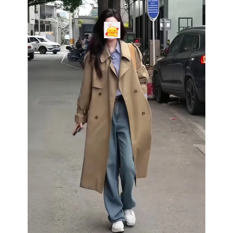 【爆款推荐】加长版风衣2025秋季新款风衣外套中长款休闲宽松大衣女